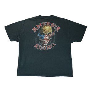 AMERICA RISING  MENS SKULL AMERICAN FLAG BANDANA GRAPHIC‎ T-SHIRT